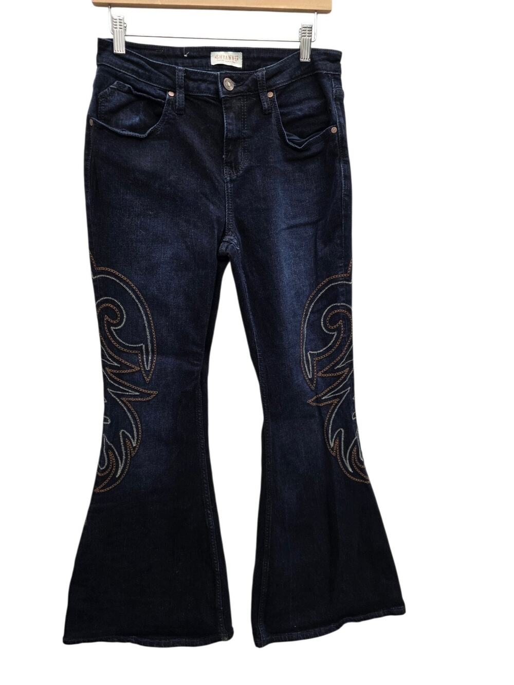 Shyanne Ultra Flare Embroidered Boot Western Rodeo Bell Bottoms Denim Jeans 31